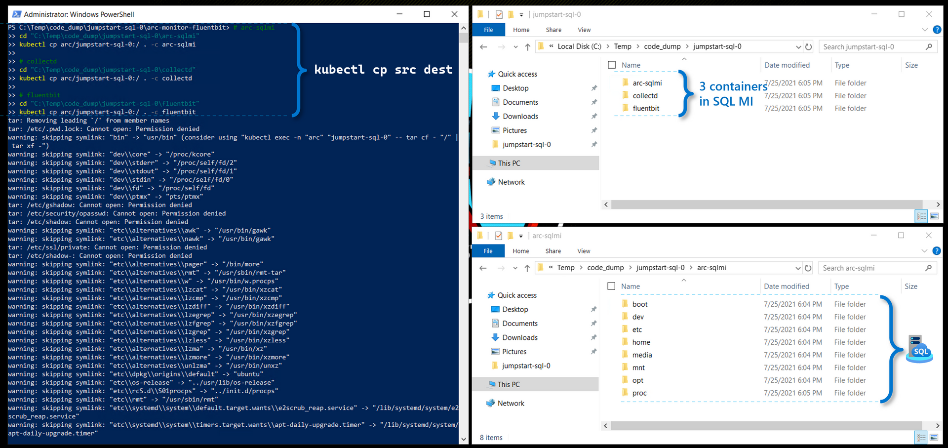 Getting the files out of all 3 SQL MI Container Images