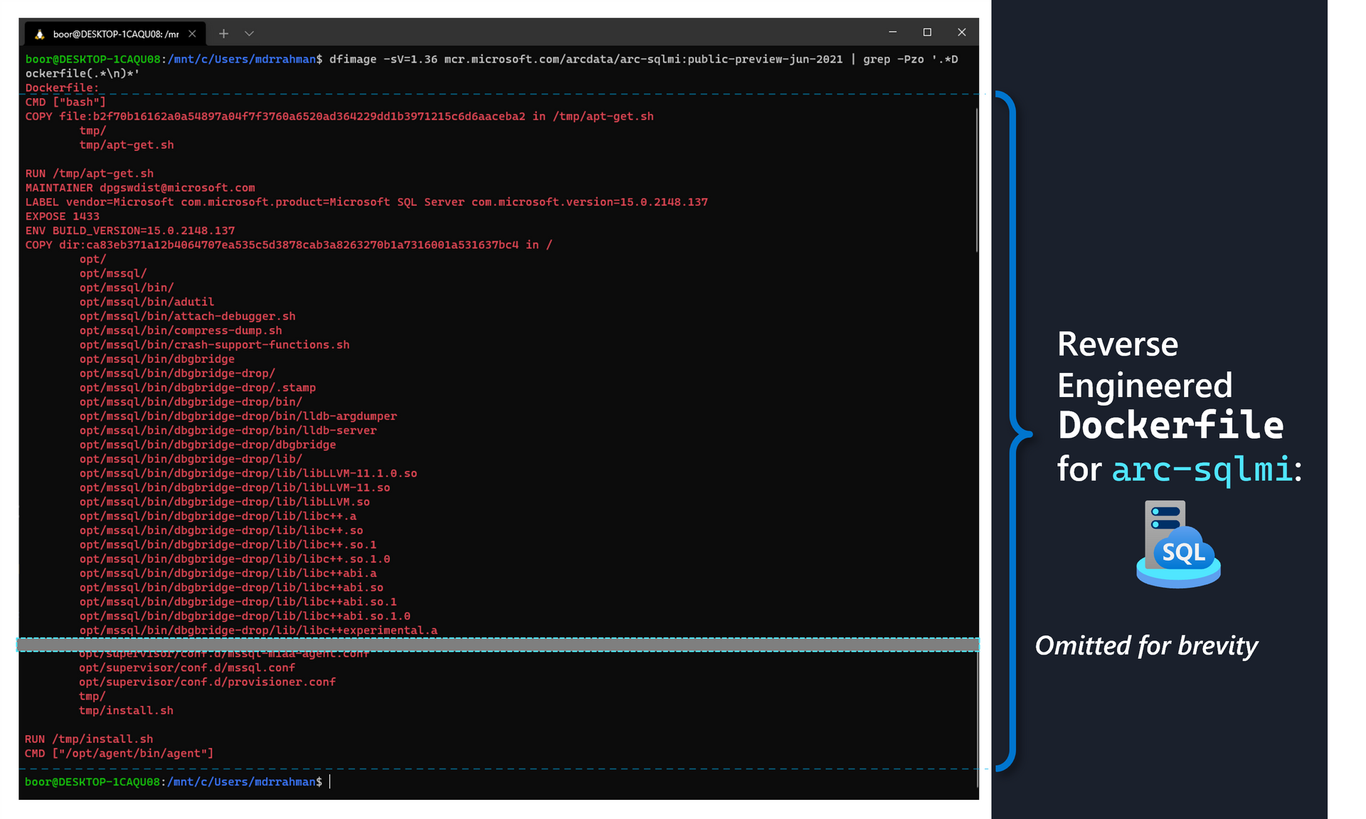 Getting the Dockerfile out of the SQL MI Container Image