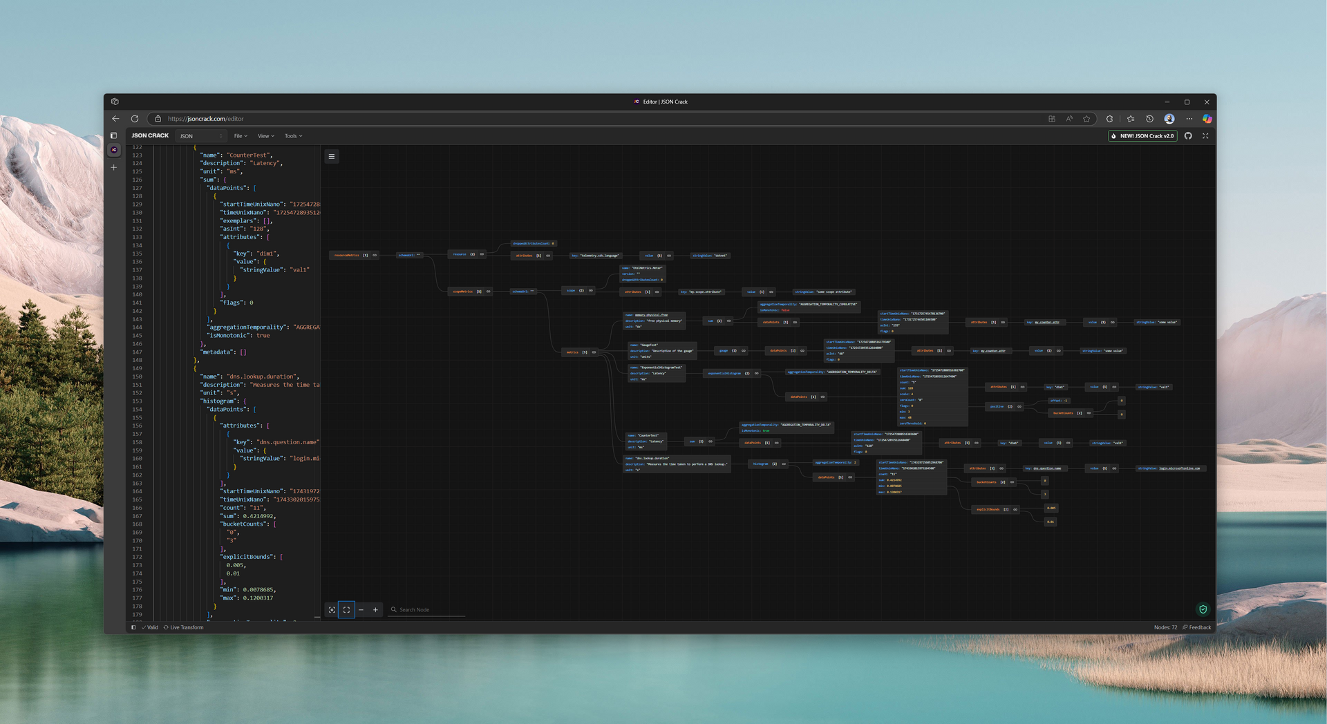 Visualizing OTeL JSON at https://jsoncrack.com