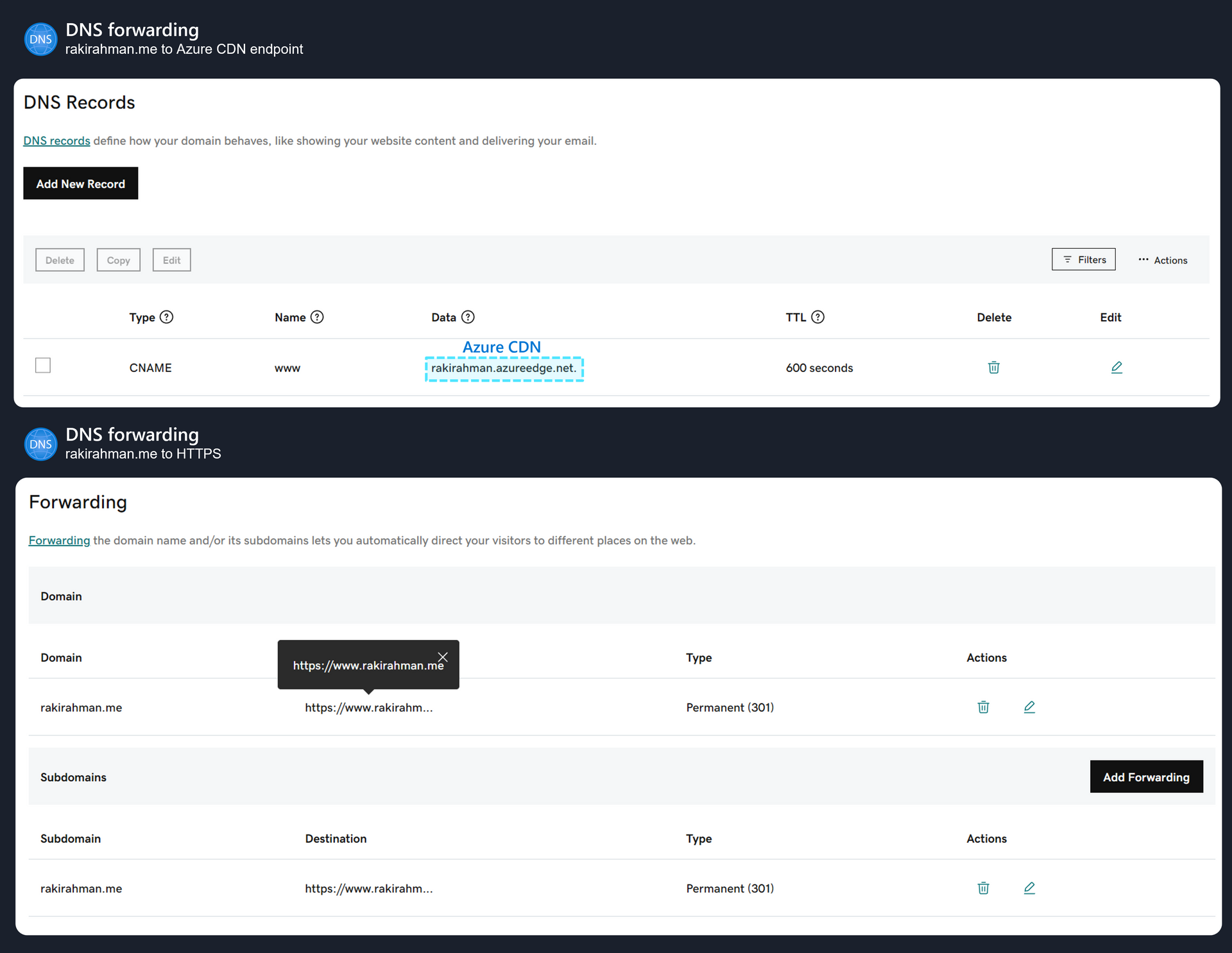 DNS forwarding