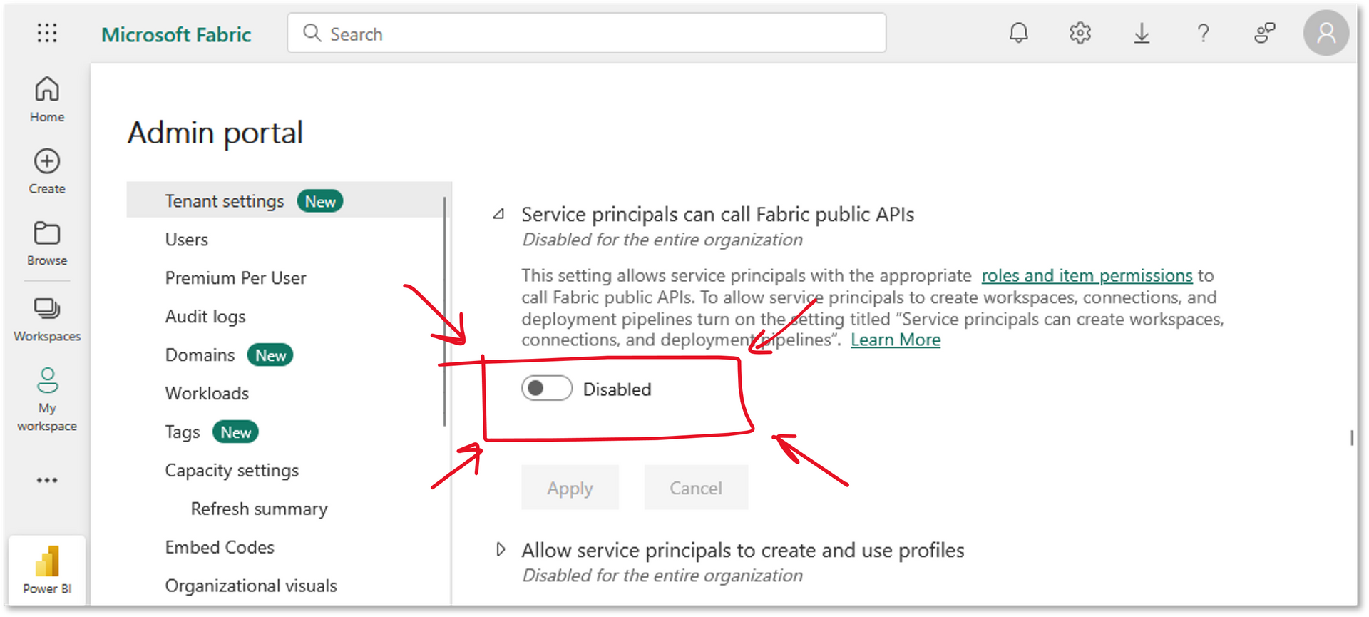 SPN and Managed Identity usage disabled for API automation