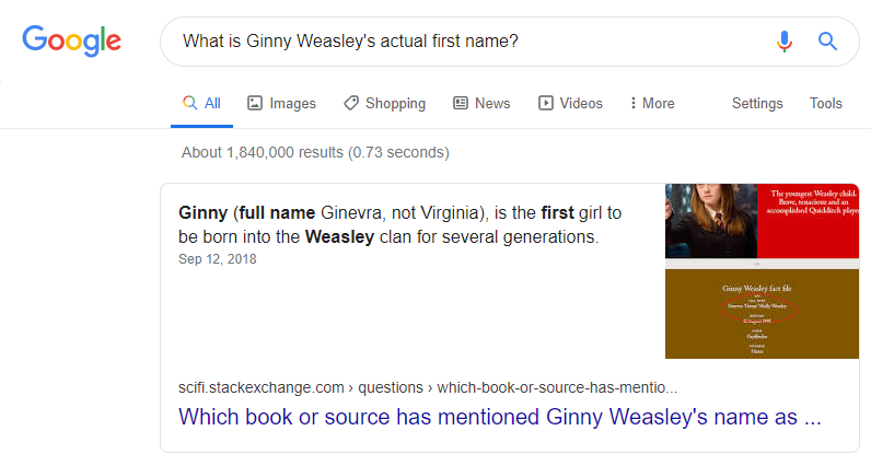 Googling Ginny's first name