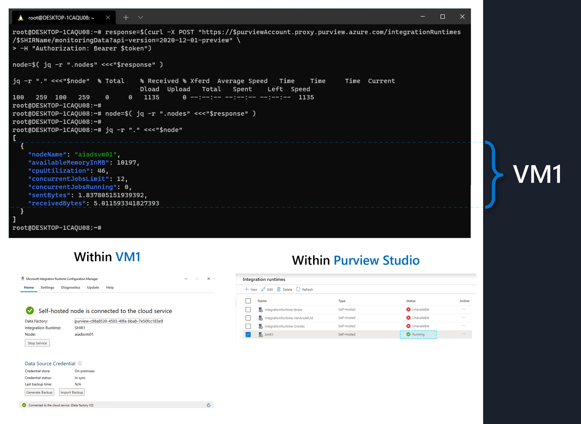 VM1 Registration against SHIR1